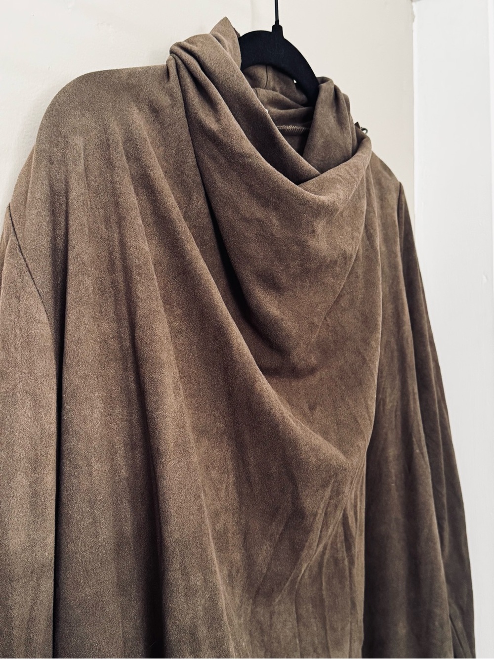 Dark Beige Draped Suede-like Jacket